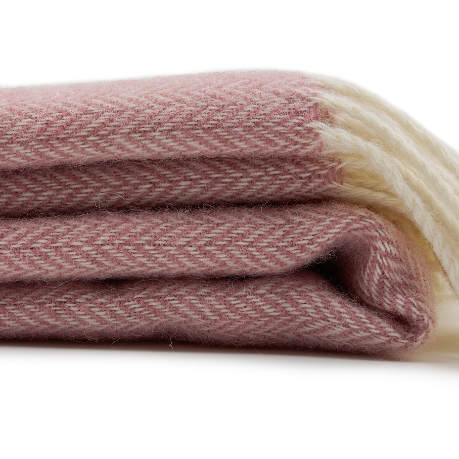 Sheep Wool Wrap Herringbone Pink