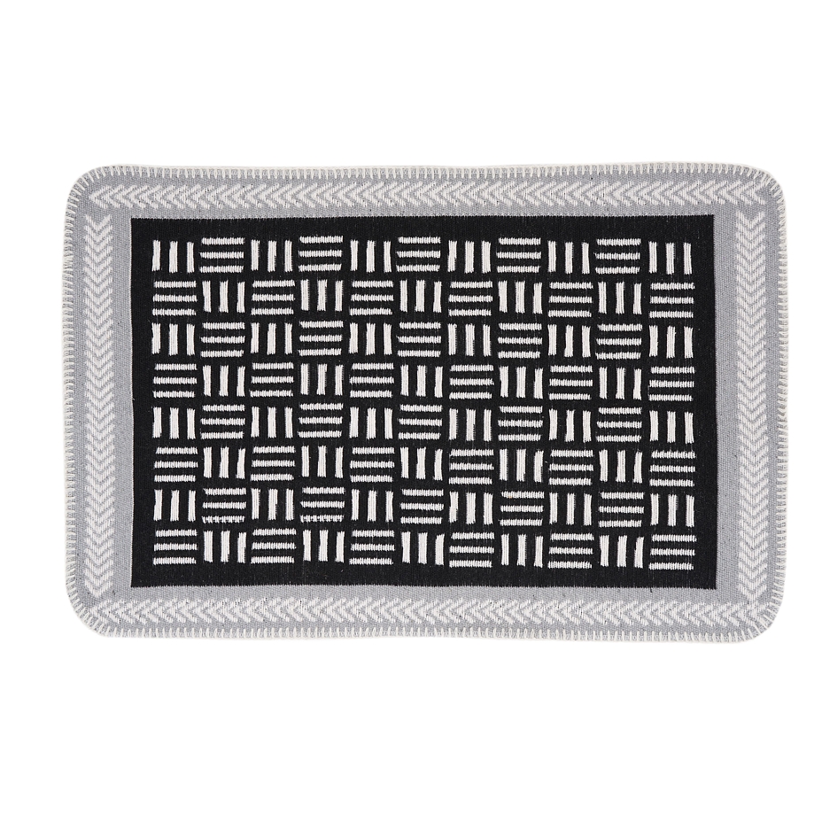 Cotton Bathroom Mat with Pattern Gray