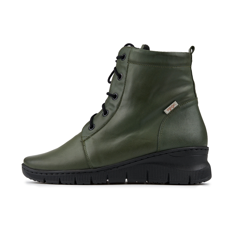 Women's Leather Shoes with Wool Felt Zoe Green