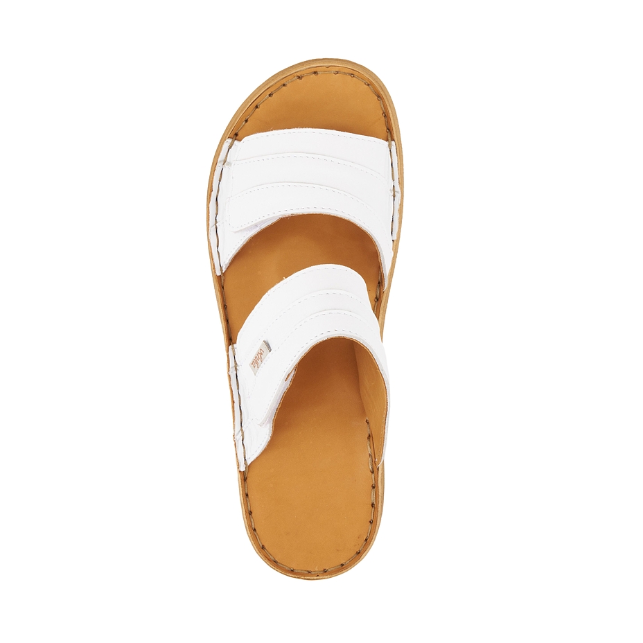 Women's wide leather slip-on shoes Dolores white