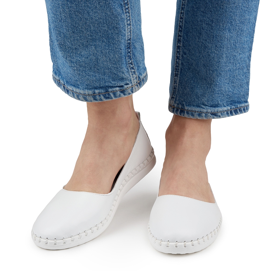 Women's leather ballerina flats Melisa white