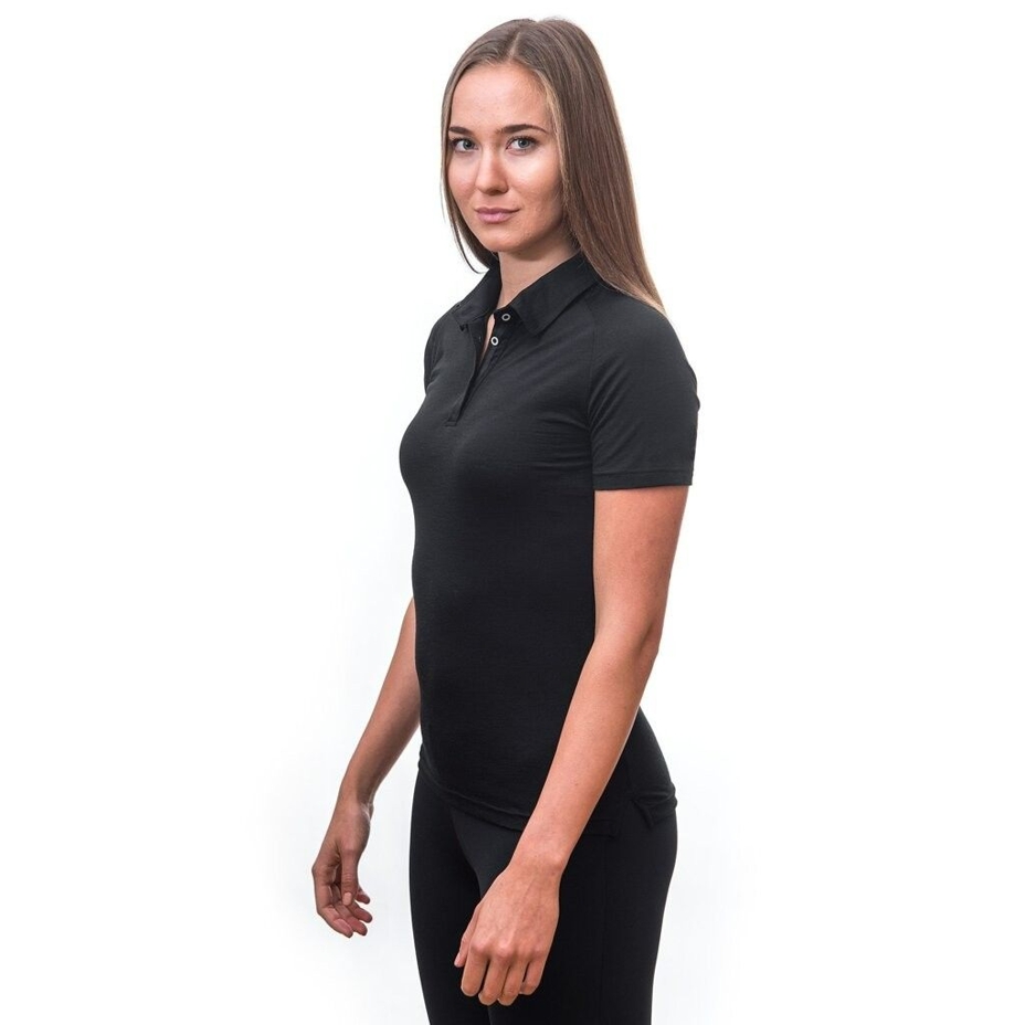 Women's T-shirt with collar Sensor Merino Active POLO Black