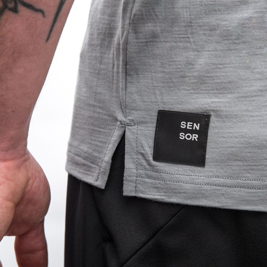 Men's T-shirt with collar Sensor Merino Active POLO gray