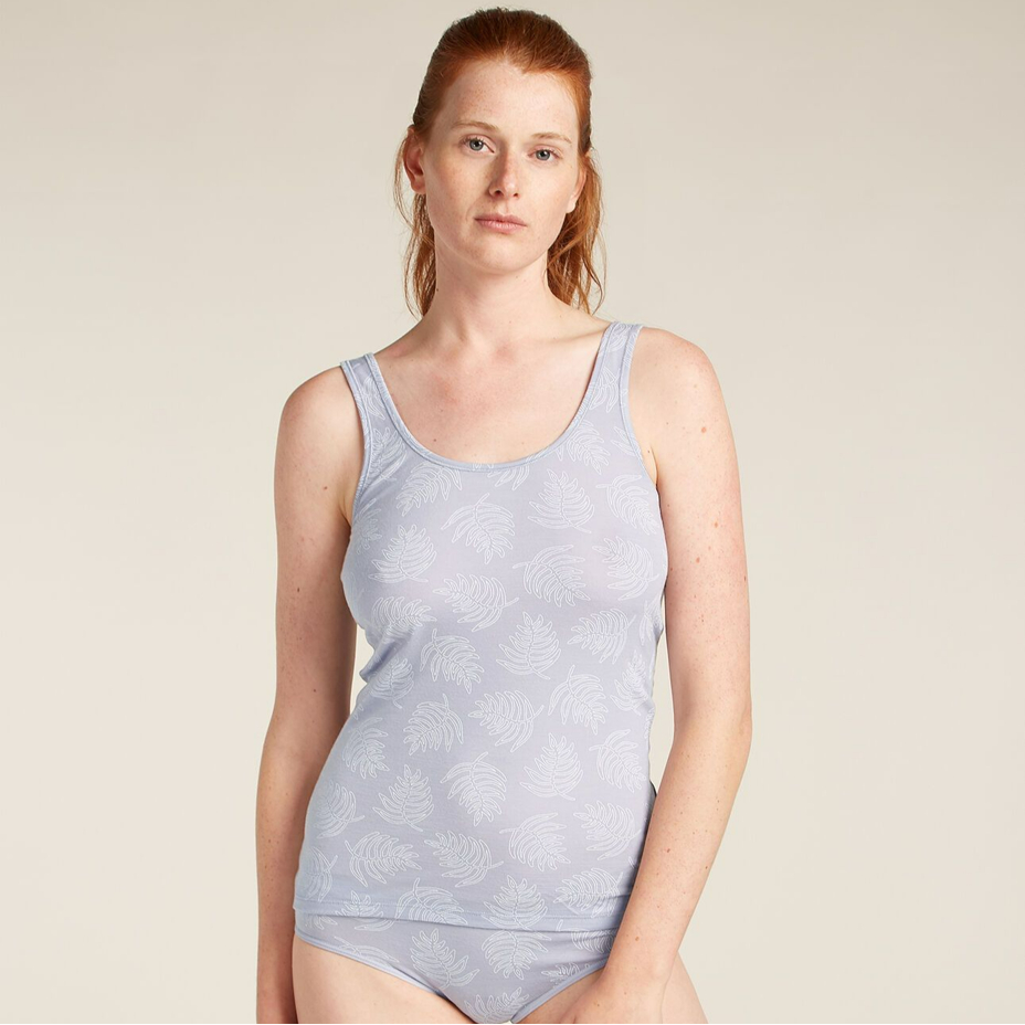 Women's tank top Merino 150 Siren Tank Fresh Ferns Icebreaker Grey Quartz