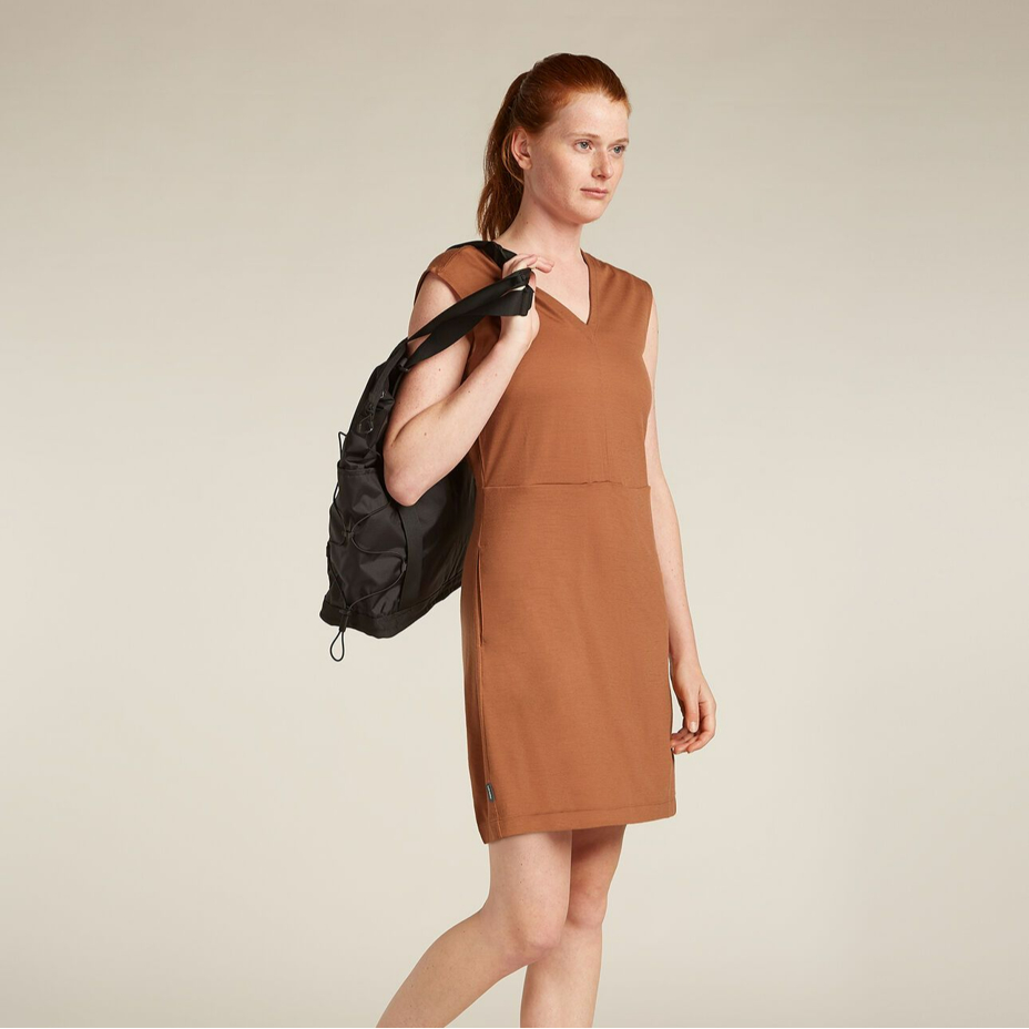 Women's dress Women Merino 200 Granary Sleeveless V Neck Dress Icebreaker Dusty Clay