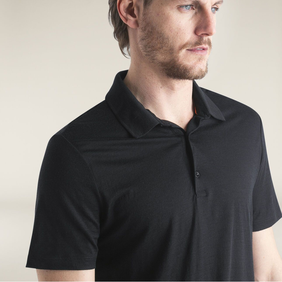 Men's polo shirt Merino 150 Tech Lite SS Polo Icebreaker black