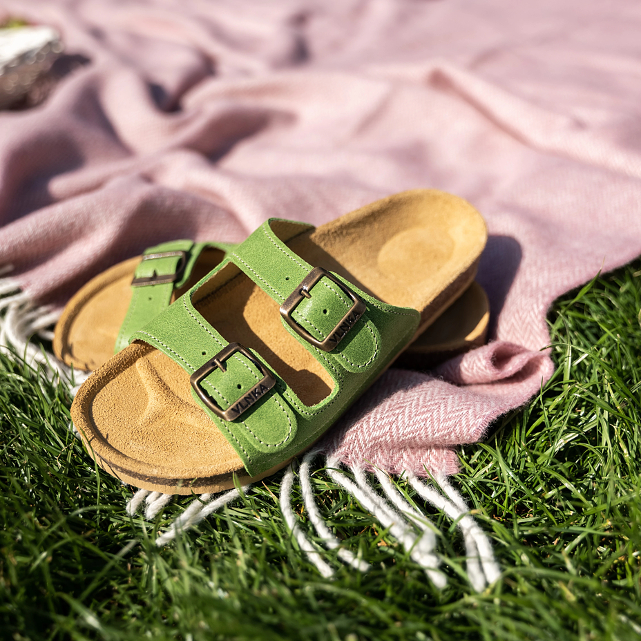 Women's anatomical cork slip-on shoes Linda light green