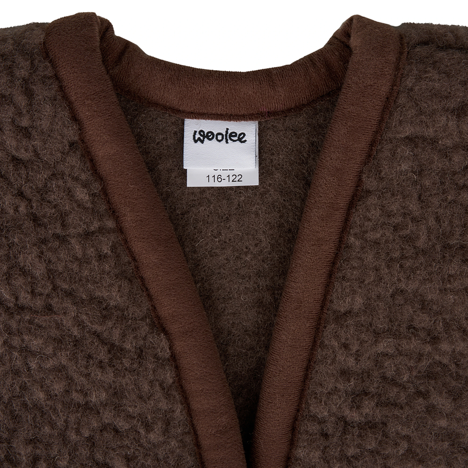 Children's sheep wool vest with buttons brown