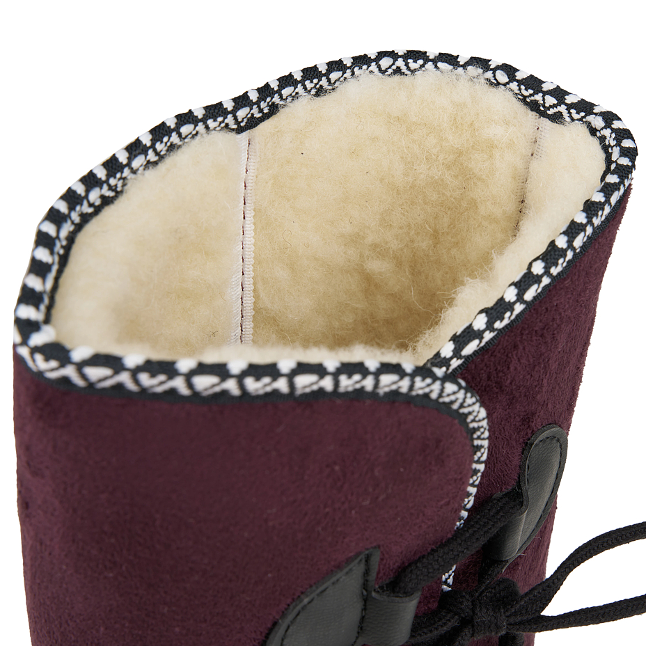 Women's slipper boots with sheep wool burgundy