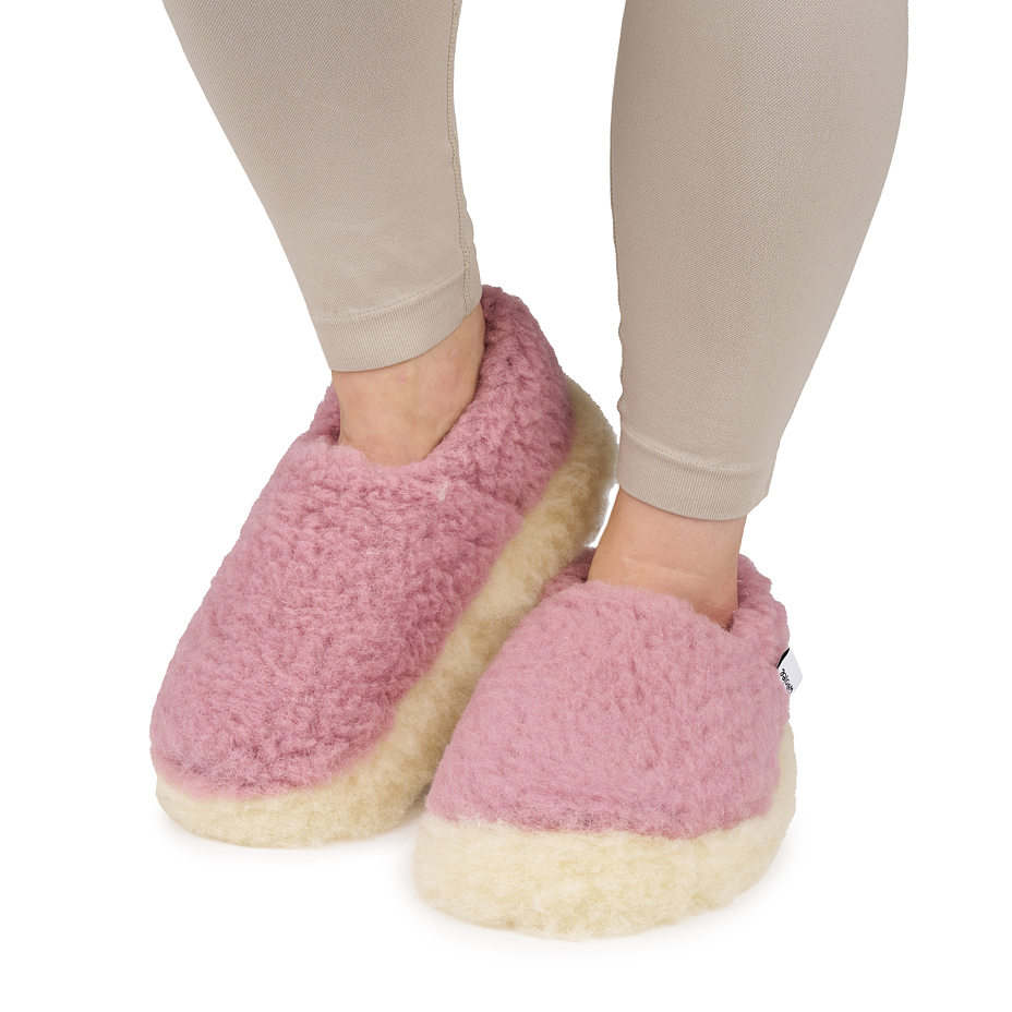 Wool low TV slippers Merino pink