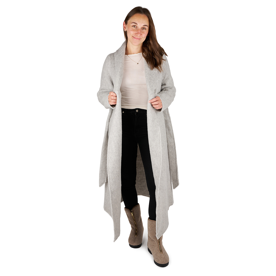 Wrap wool coat light grey