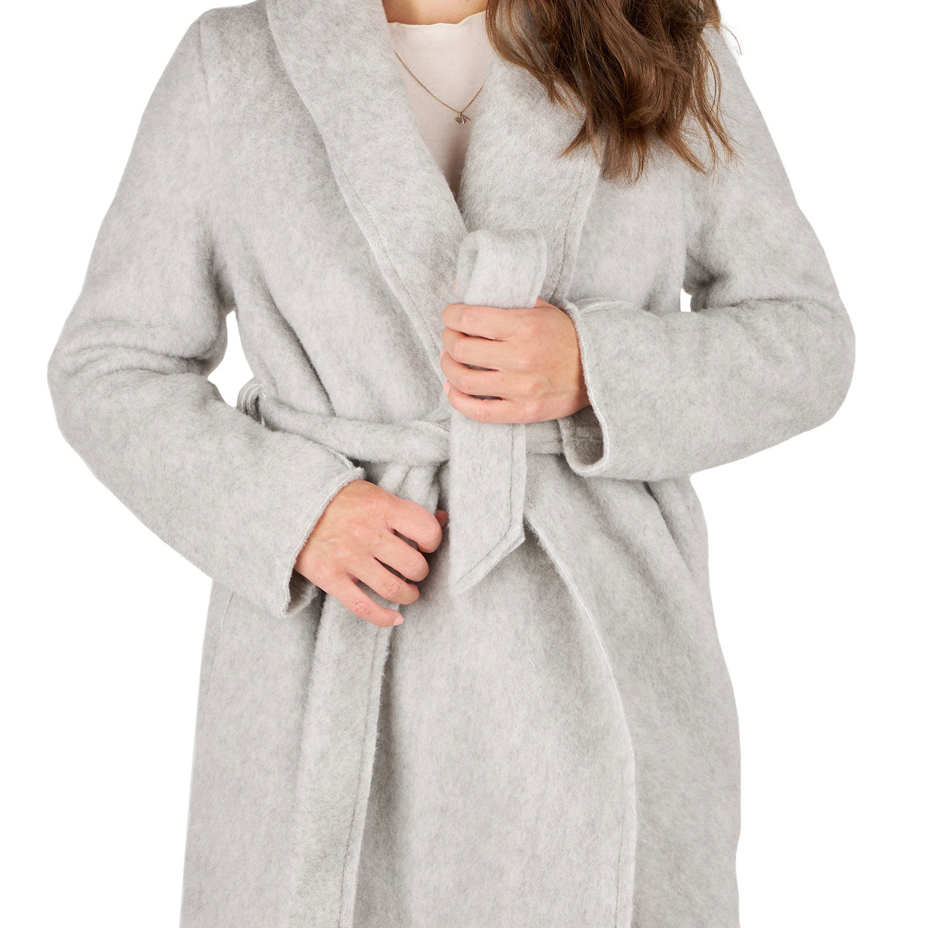 Wrap wool coat light grey