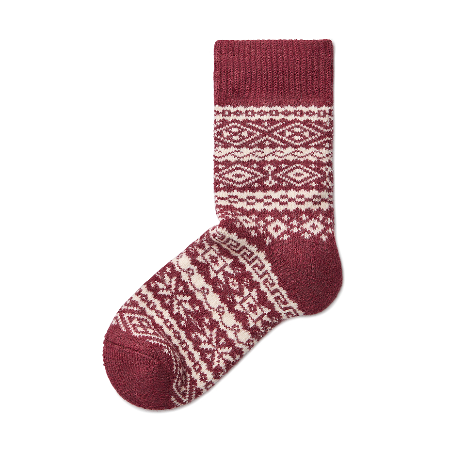 Merino Sheep Socks with Nordic Pattern Red