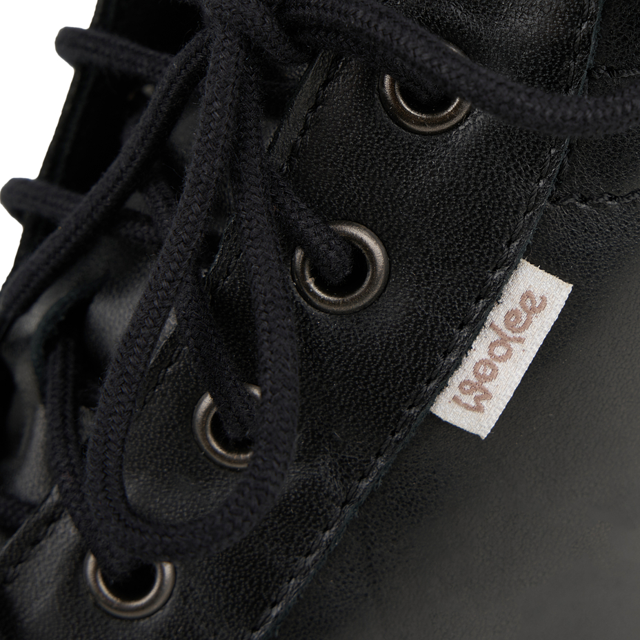 Women's barefoot leather Devon boots with dark sheep wool black