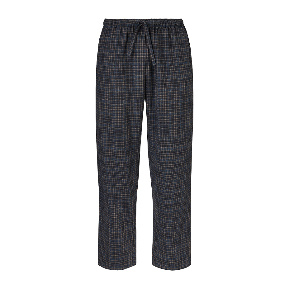 Men's flannel lounge pants with Merino wool, checkered black