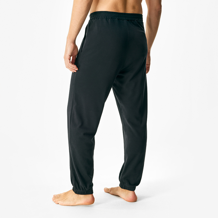 Men's elastic waistband sweatpants with Merino wool black