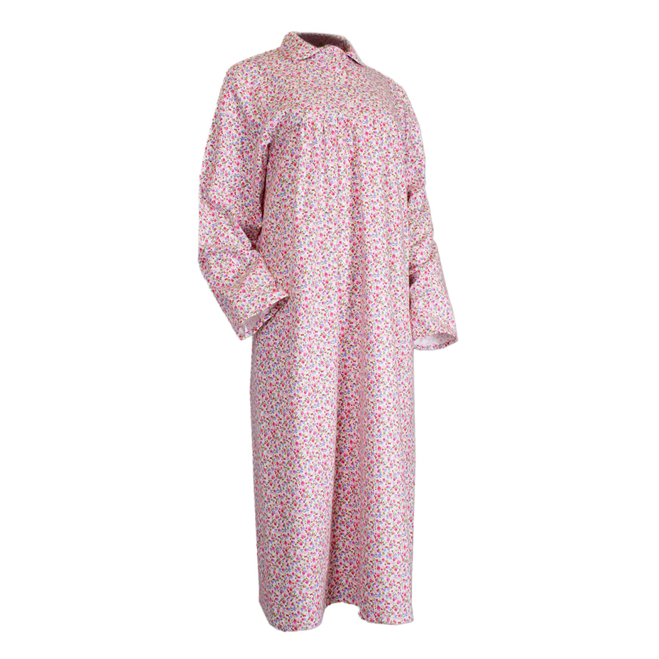 Women's Flannel Nightgown Flower Pink