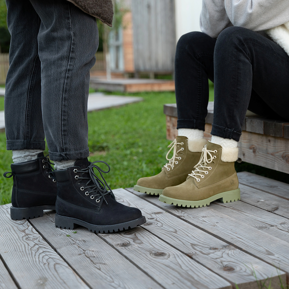 Women's leather farmer's boots Woolee black