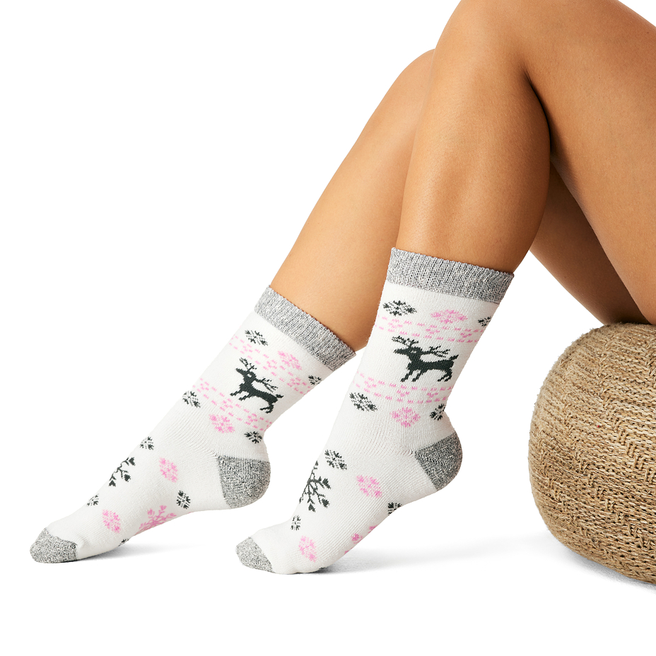 Socks with Merino sheep wool deer pink