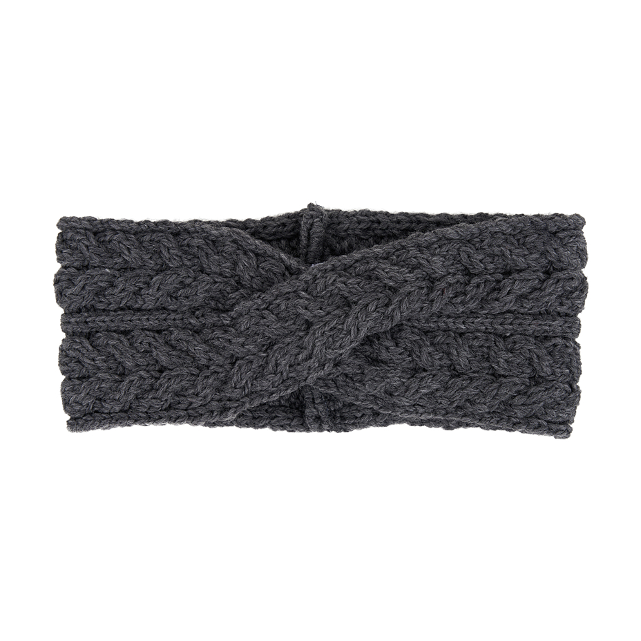 Supersoft Merino wool crossed headband dark gray