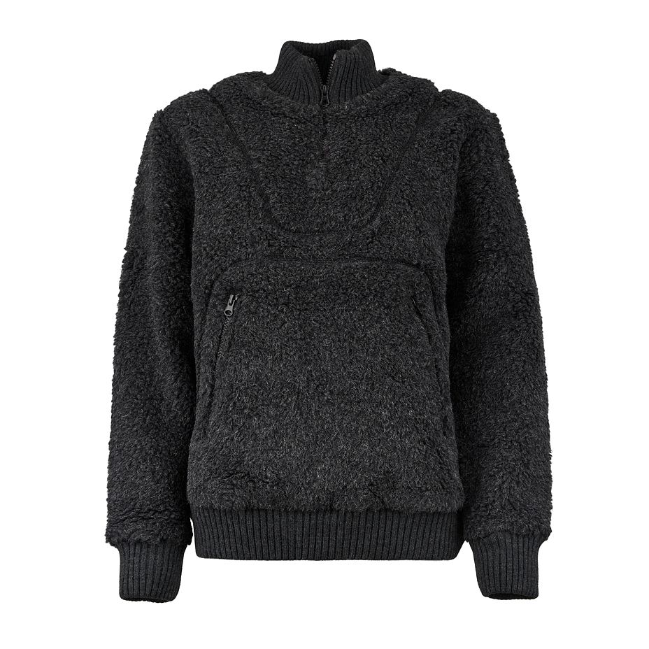 Men's Kangaroo Pocket Wool Top Dark Grey