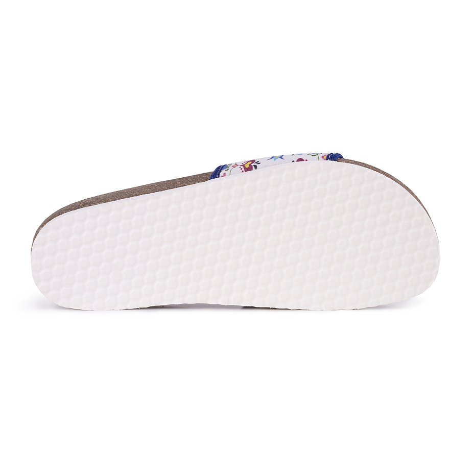 Women's Orthopaedic Cork Sliders Folk Blue