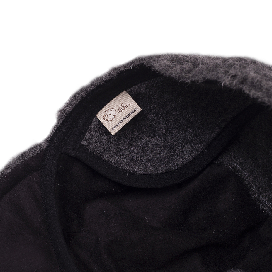 Wool Cap with Ear Flaps Dark Grey
