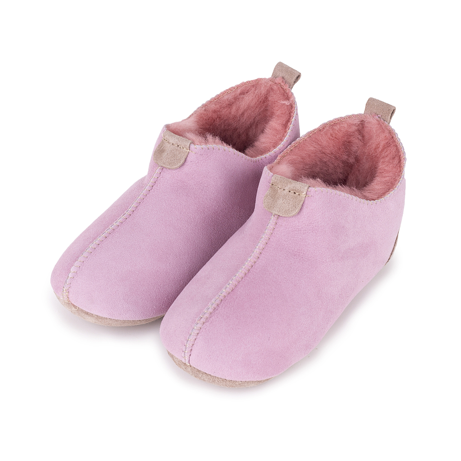 Kids’ Andy Leather Slippers with Wool Lining Pink
