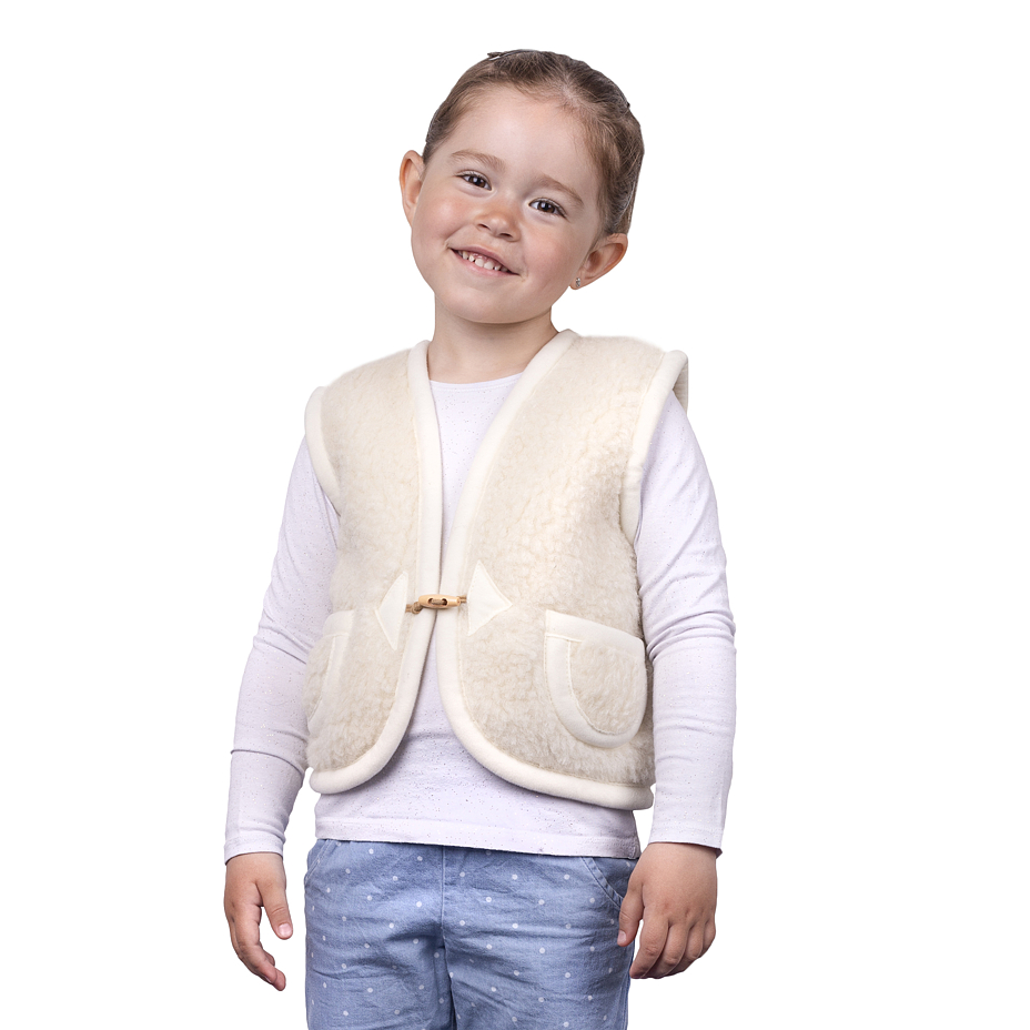 Kids’ Toggle Tie Wool Vest Natural