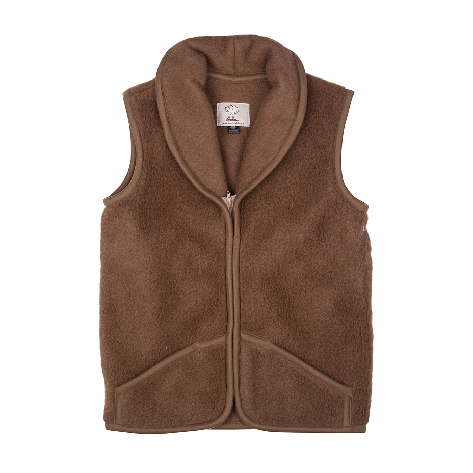 Wool Vest with Collar Brown