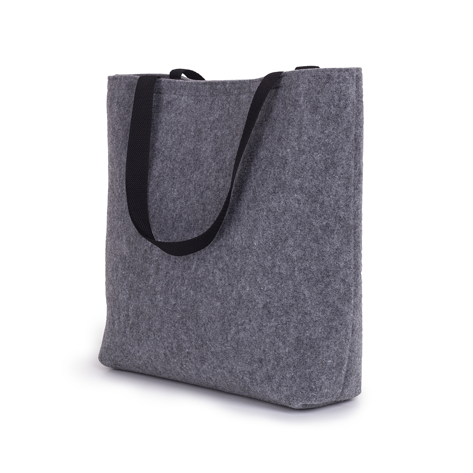 Felt Tote Bag with Short Straps Grey