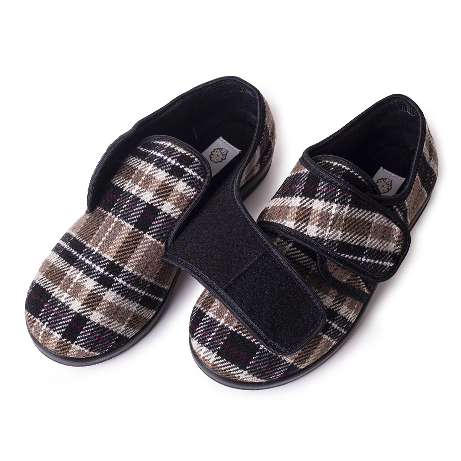 Women's Non-Slip Velcro Slippers Plaid