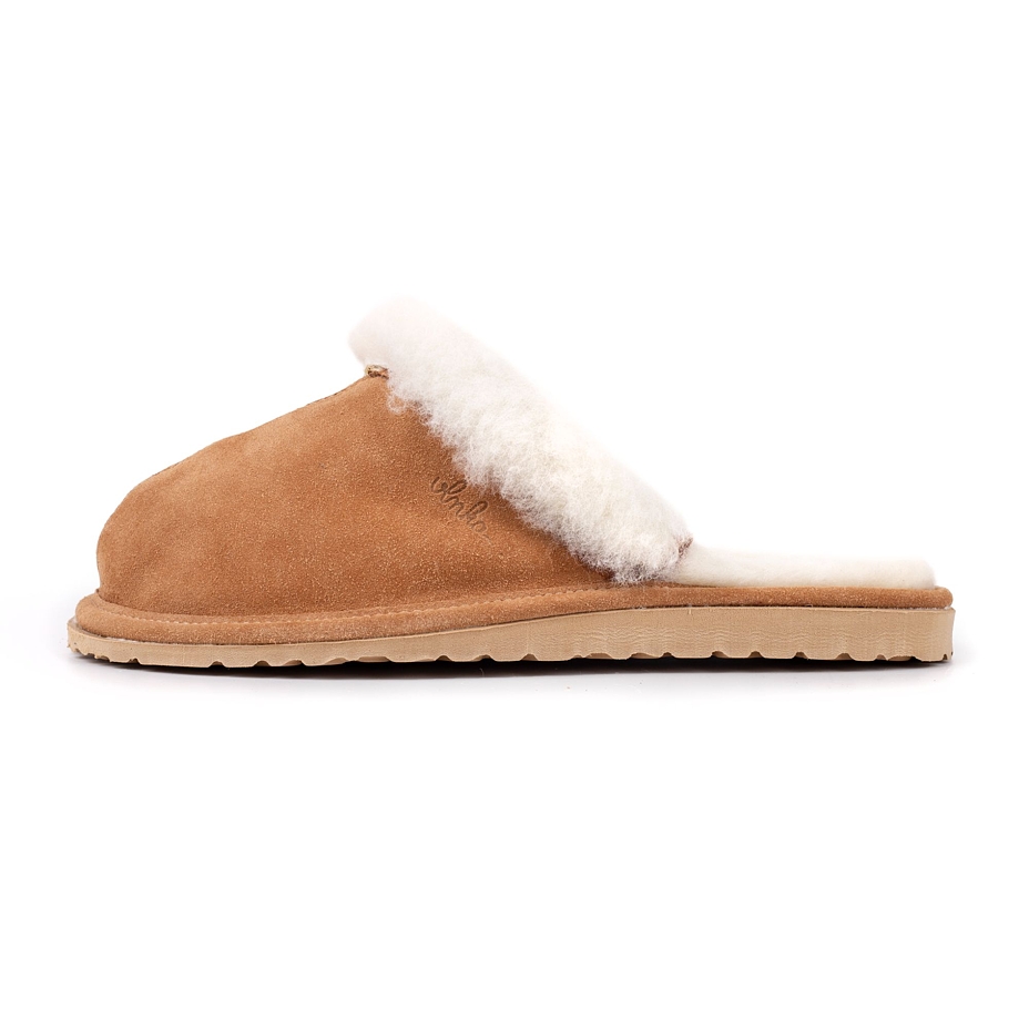 Women's Marie Leather Slippers with Wool Lining Brown