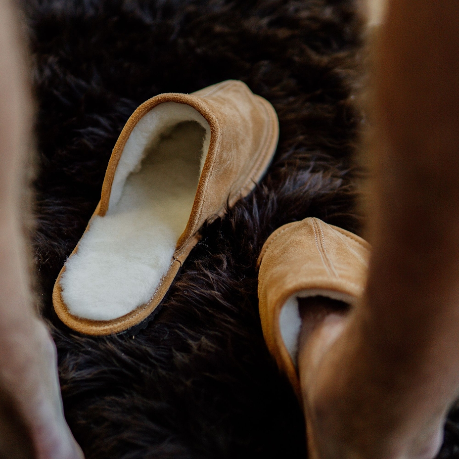 Men's Tom Leather Slippers with Wool Lining