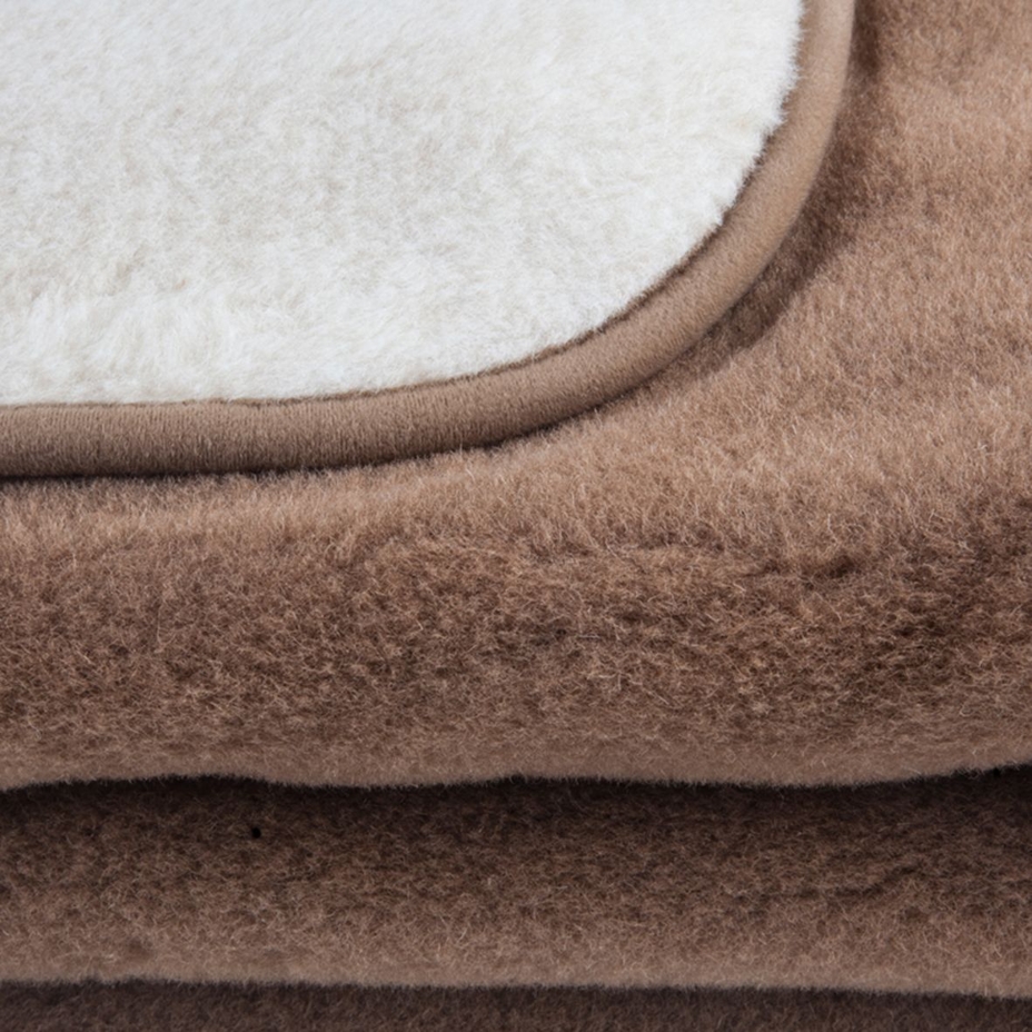 Merino wool blanket with camel wool double layer brown