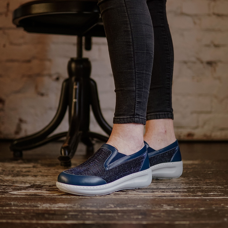 Women's leather ballerina Jolana Blue