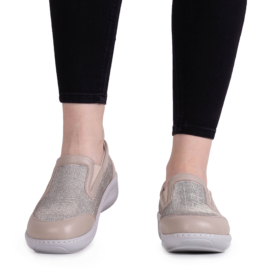 Women's leather ballerina Jolana Beige