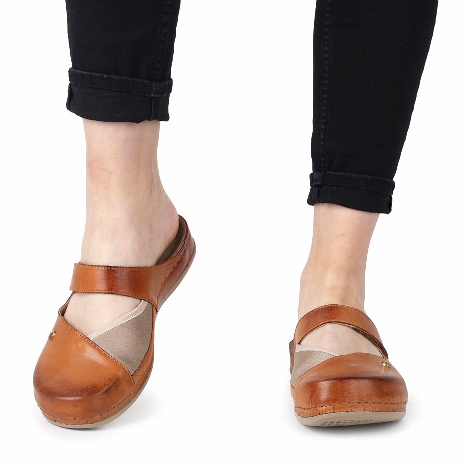 Women's leather slip-ons for bunions Leontyna Brown
