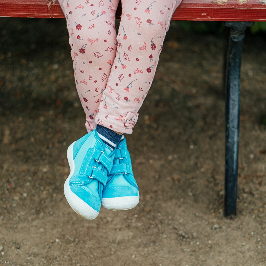 Kids’ leather velcro sneakers Kuku Blue
