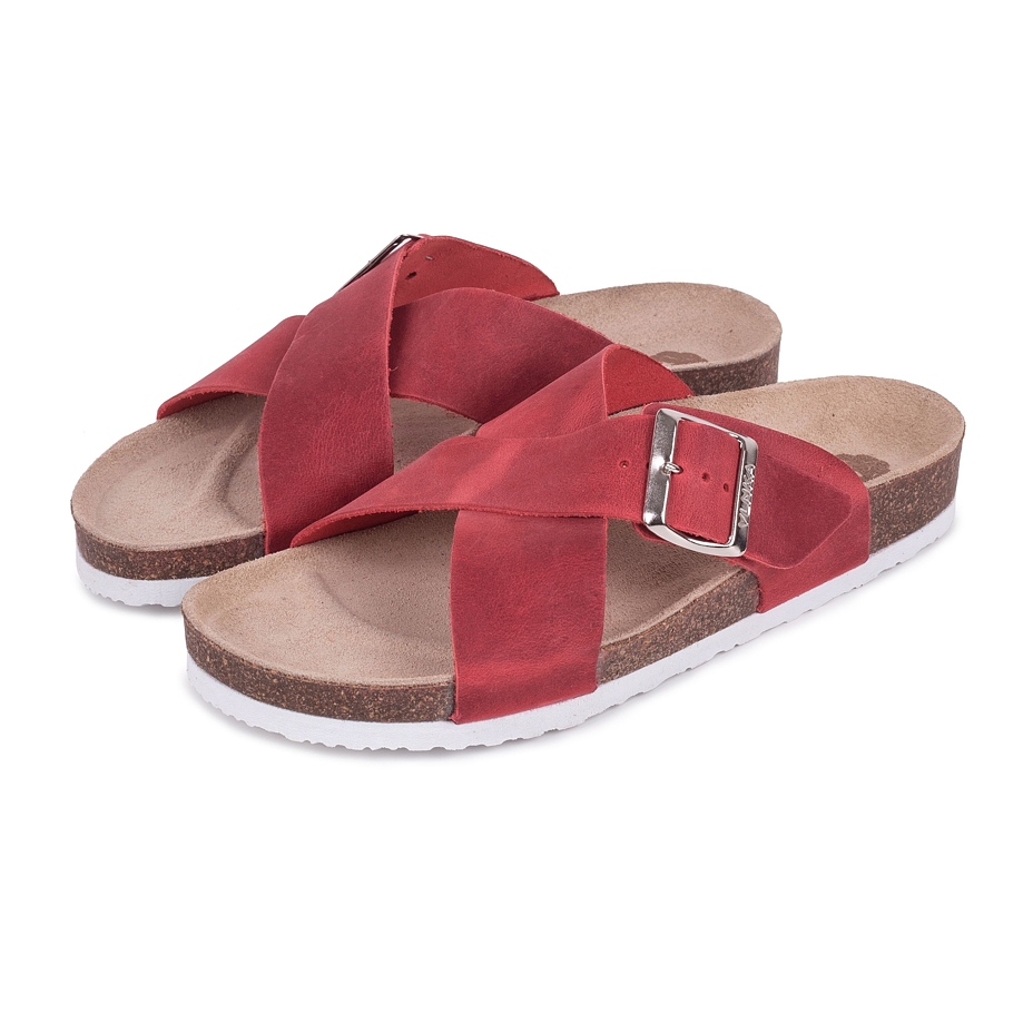 Women's anatomical cork slip-ons Martina Red