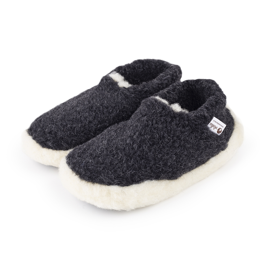 Wool ankle slipper boots Black