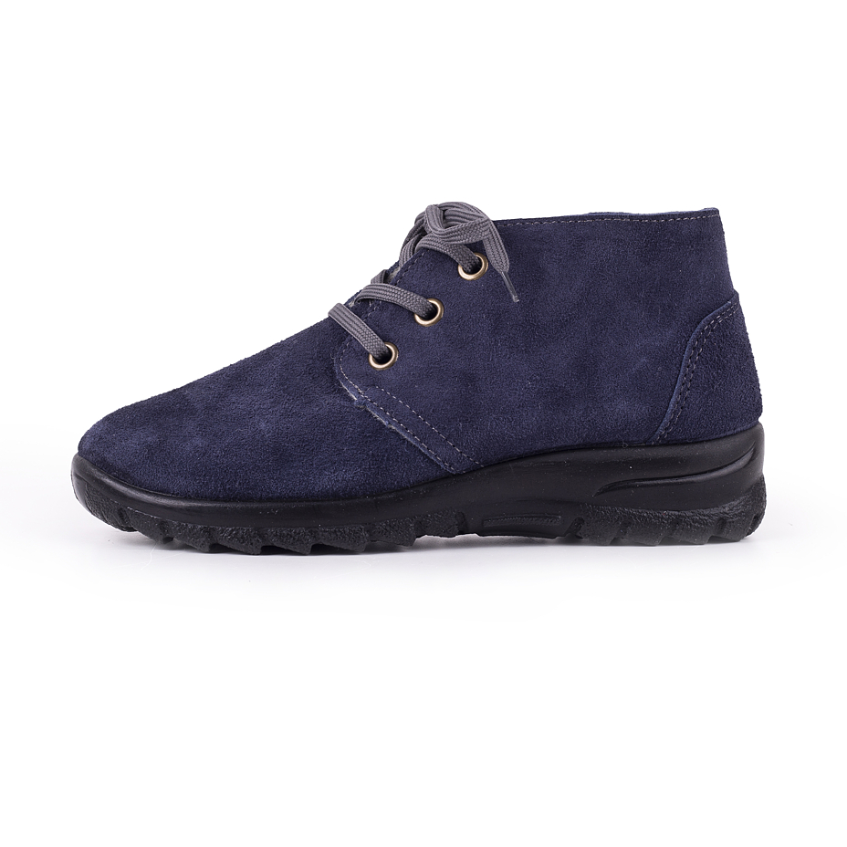 Women's Berta Leather Ankle Boots with Sheep Wool Blue