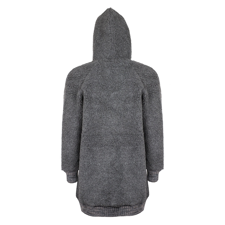 Extra-long wool hoodie Dark grey