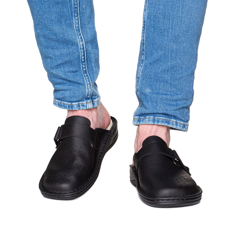 Men’s “Milan” Leather Massage Slip-on Shoes Black