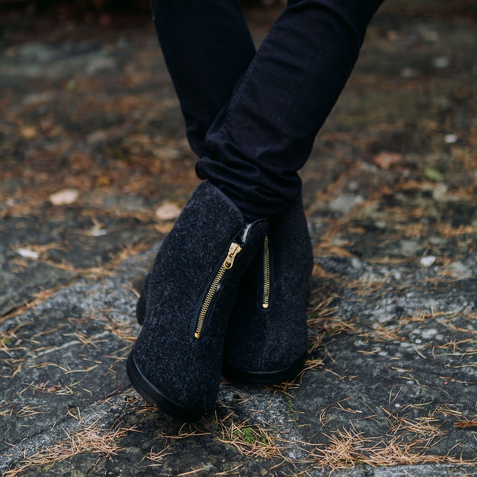 Men's Traditional Zip-up Wool Boots Black