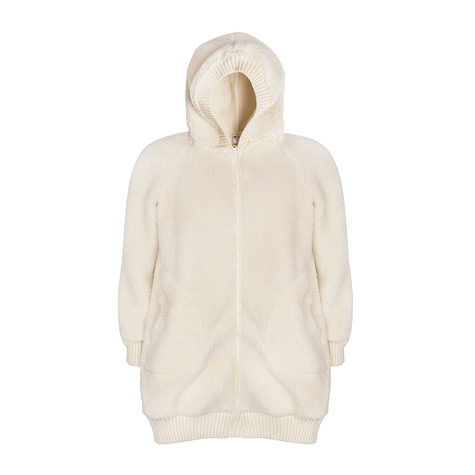 Extra-long wool hoodie Natural