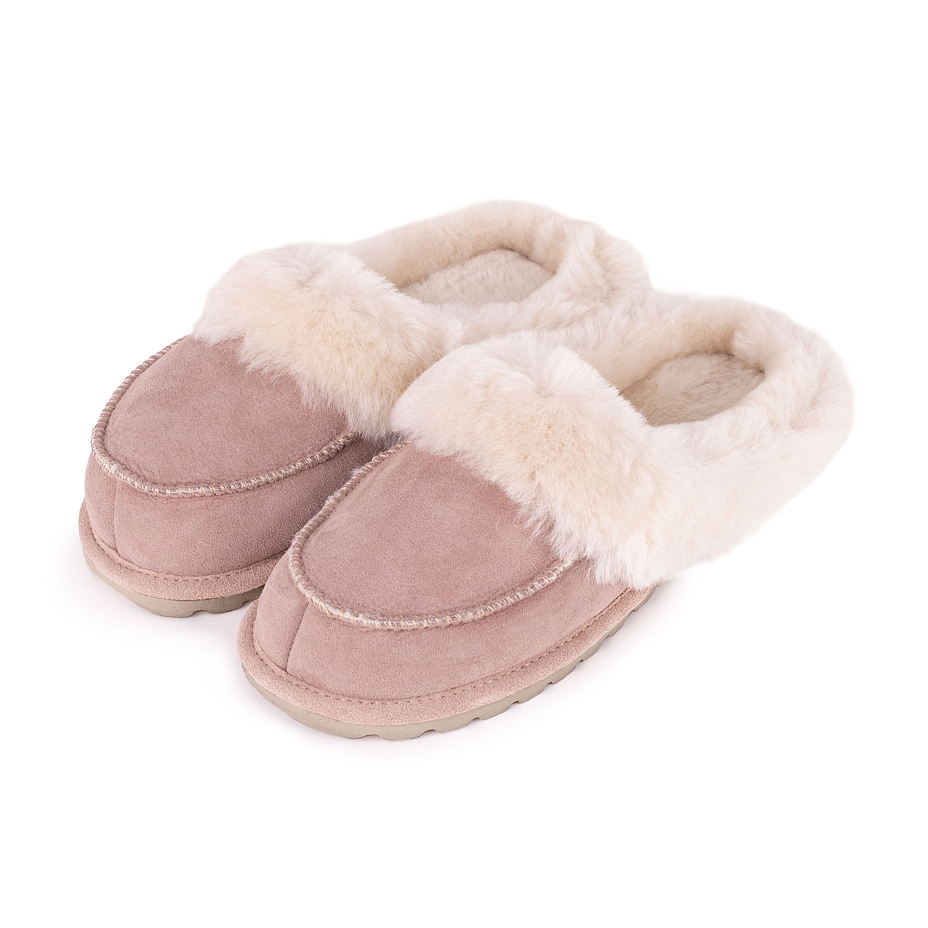 Women's Vanesa Leather Slippers with Wool Lining Beige