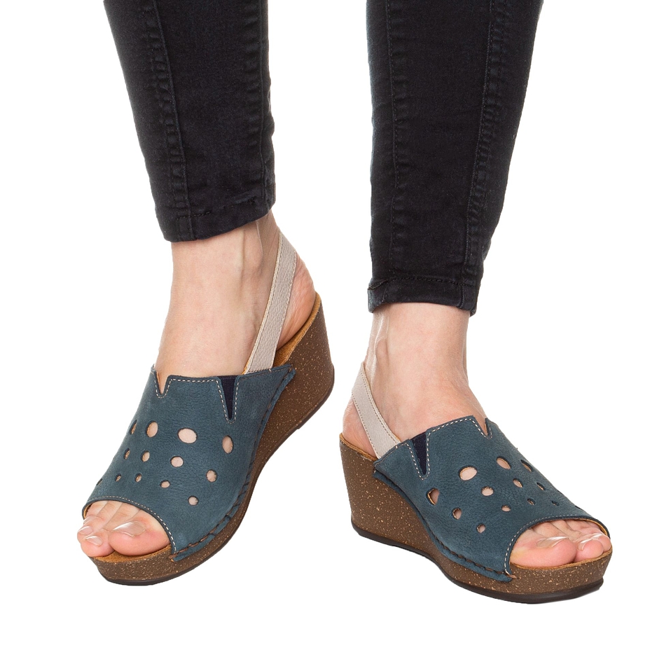 Women’s Valerie Leather Wedge Sandals Blue