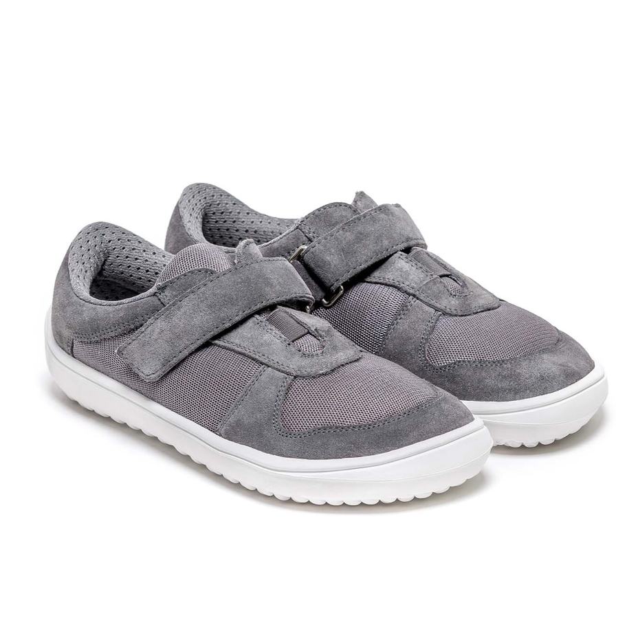 Kids’ Joy Leather Barefoot Trainers Grey