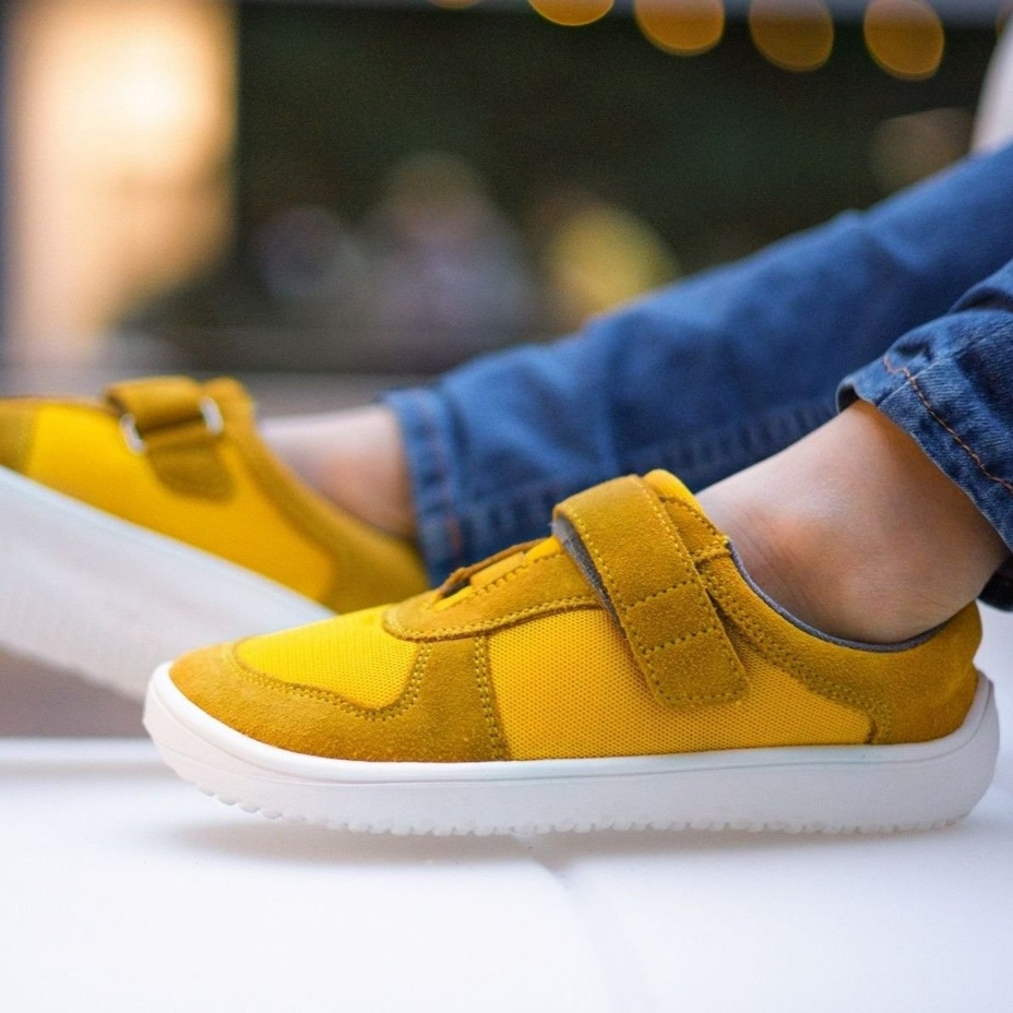 Kids’ Joy Leather Barefoot Trainers Yellow